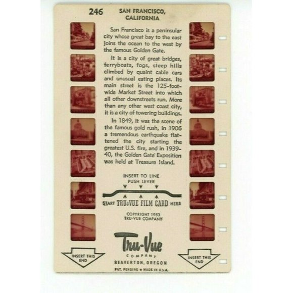 Vintage Tru Vue Tru-Vue Film Card San Francisco California United States USA 246 - Picture 1 of 2